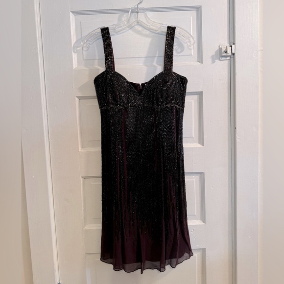 Robin Elliott Burgundy Sequin Cocktail Dress with Matching Shawl & Shoes Size 10 - Picture 8 of 14